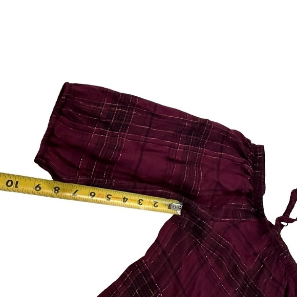 Torrid Purple Plaid Button Front Cold Shoulder Top Size 2 - Picture 11 of 17